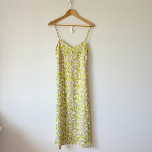 Zara Satin Effect Floral Open Back Midi Dress NWOT Size Small - Picture 5 of 9